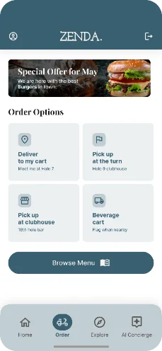 Food ordering screen