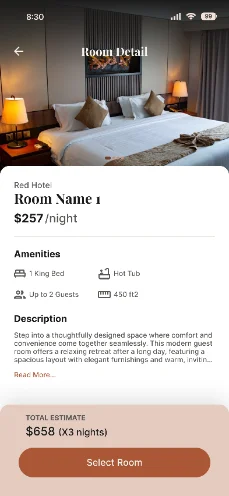 Hotel booking screen