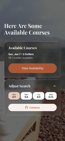 Tee times screen